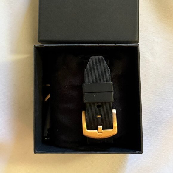 Ralph Christian Luxury Automatic Skeleton Gold/Black Tone Silicone Strap Watch. - Picture 6 of 8